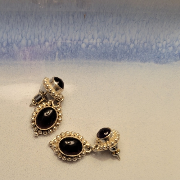 925 Sterling silver chandelier earrings with amethyst colored stone - Picture 2 of 5